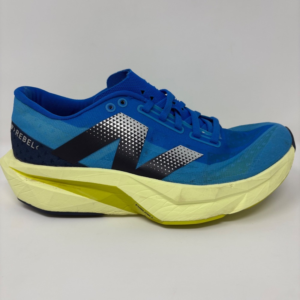 New Balance FuelCell Rebel v4 Womens Size 7.5 Blue Yellow Running Shoes WFCXLB4